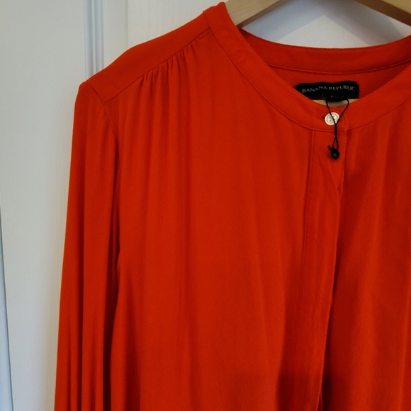Red women's button down blouse - Picture 4 of 7